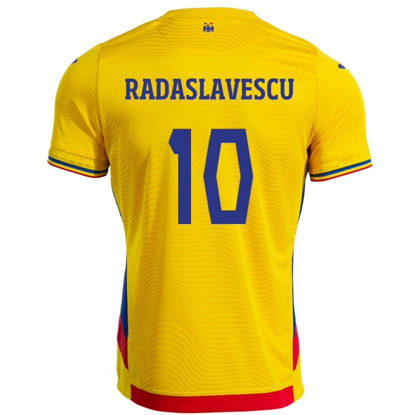 Danxen Dámské Rumunsko Eduard Radaslavescu #10 Žlutá Domů Hráčské Dresy 24-26 Dres