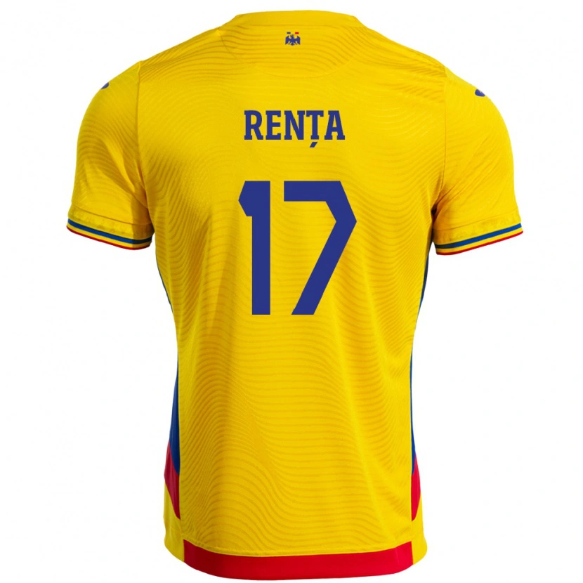 Danxen Dámské Rumunsko Denis Rența #17 Žlutá Domů Hráčské Dresy 24-26 Dres