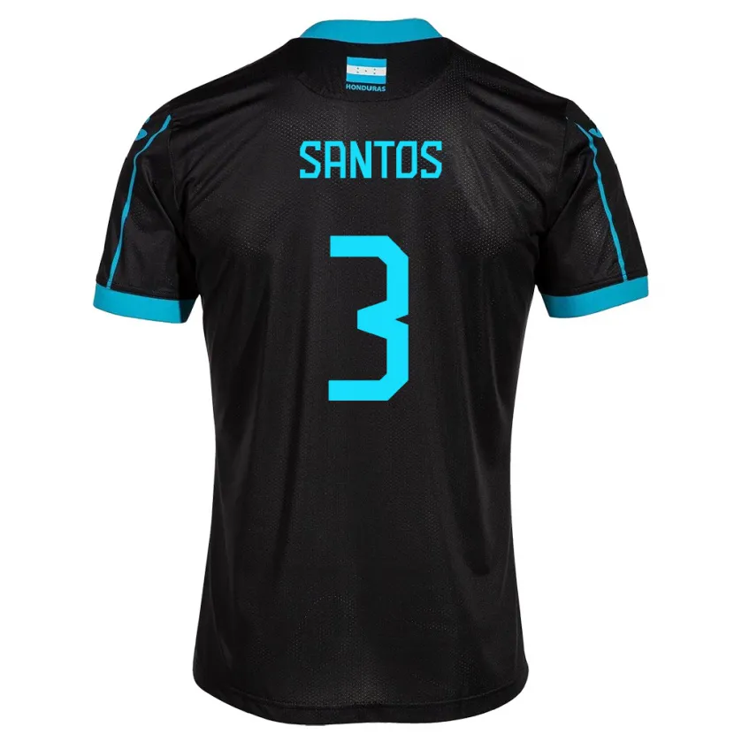 Danxen Dámské Honduras Marcelo Santos #3 Černá Daleko Hráčské Dresy 24-26 Dres