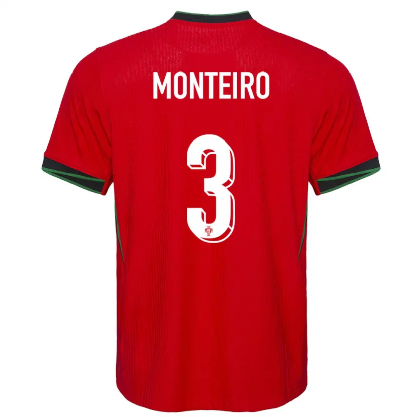 Danxen Dětské Portugalsko Diogo Monteiro #3 Červené Domů Hráčské Dresy 24-26 Dres