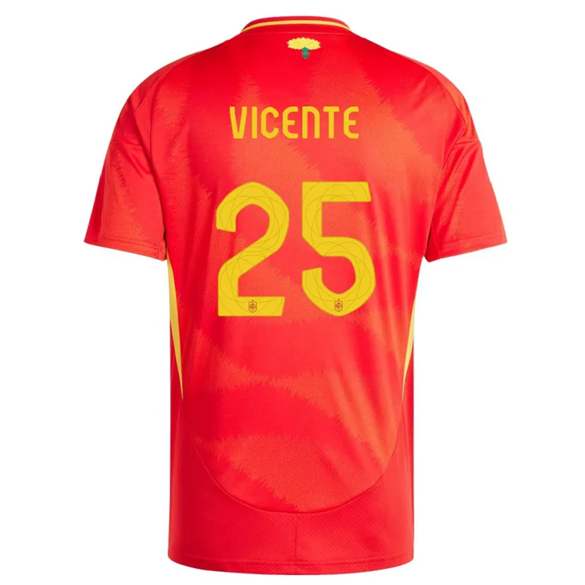 Danxen Dětské Španělsko Ainhoa Vicente #25 Červené Domů Hráčské Dresy 24-26 Dres