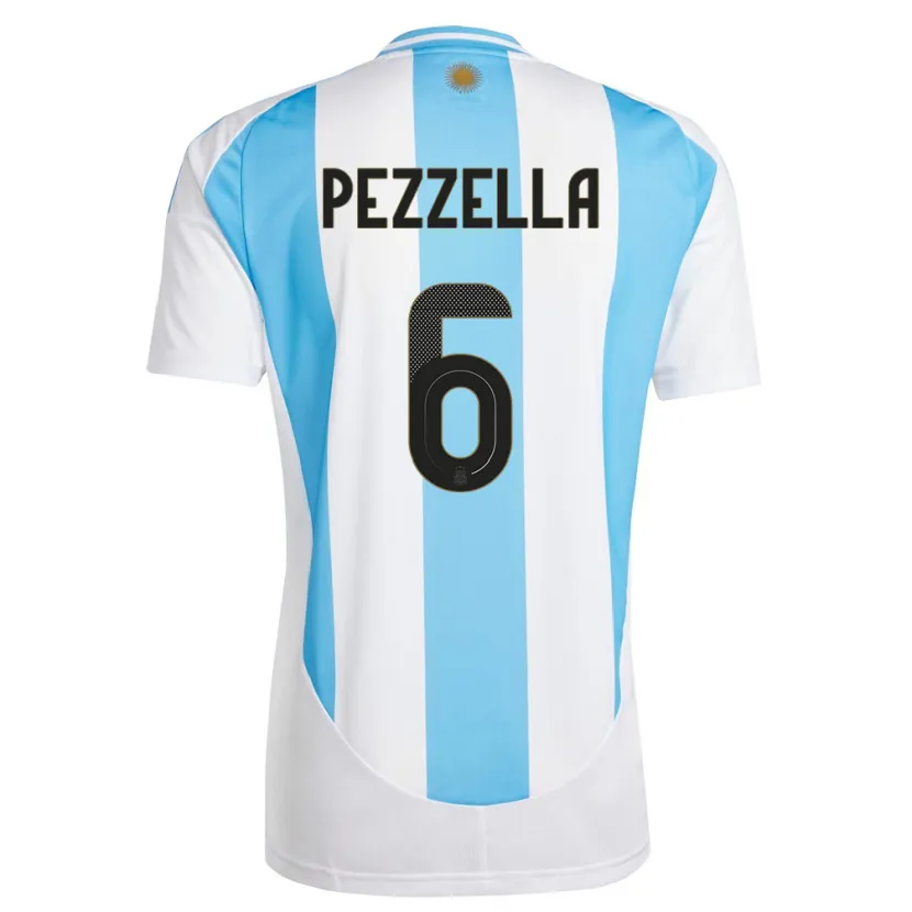 Danxen Dětské Argentina German Pezzella #6 Bílá Modrá Domů Hráčské Dresy 24-26 Dres