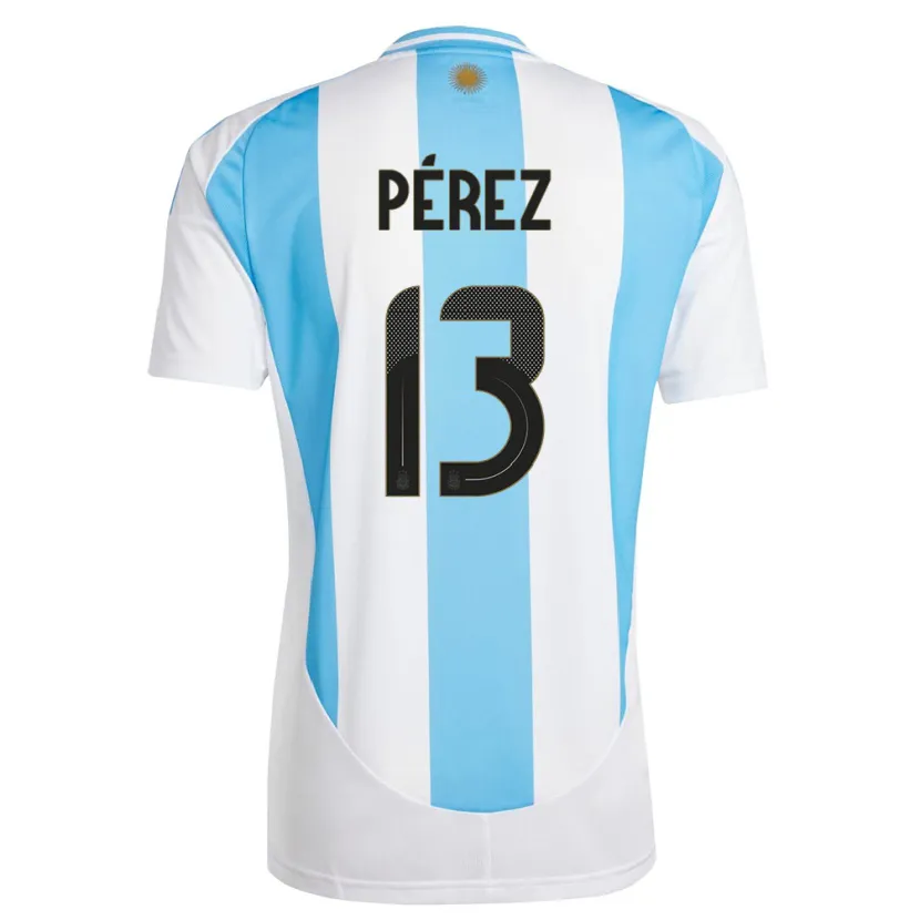 Danxen Dětské Argentina Nehuen Perez #13 Bílá Modrá Domů Hráčské Dresy 24-26 Dres