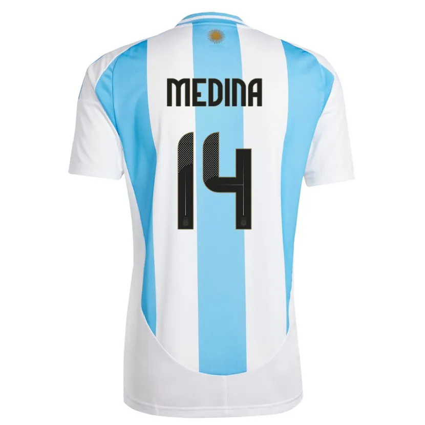 Danxen Dětské Argentina Facundo Medina #14 Bílá Modrá Domů Hráčské Dresy 24-26 Dres
