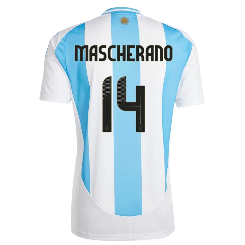 Danxen Dětské Argentina Javier Mascherano #14 Bílá Modrá Domů Hráčské Dresy 24-26 Dres