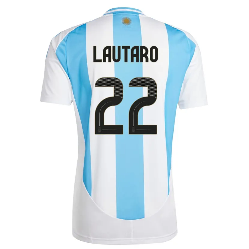 Danxen Dětské Argentina Lautaro Martinez #22 Bílá Modrá Domů Hráčské Dresy 24-26 Dres