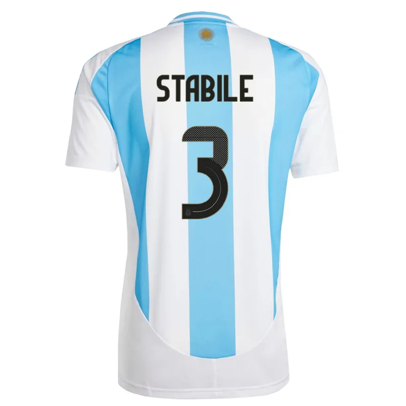 Danxen Dětské Argentina Eliana Stabile #3 Bílá Modrá Domů Hráčské Dresy 24-26 Dres