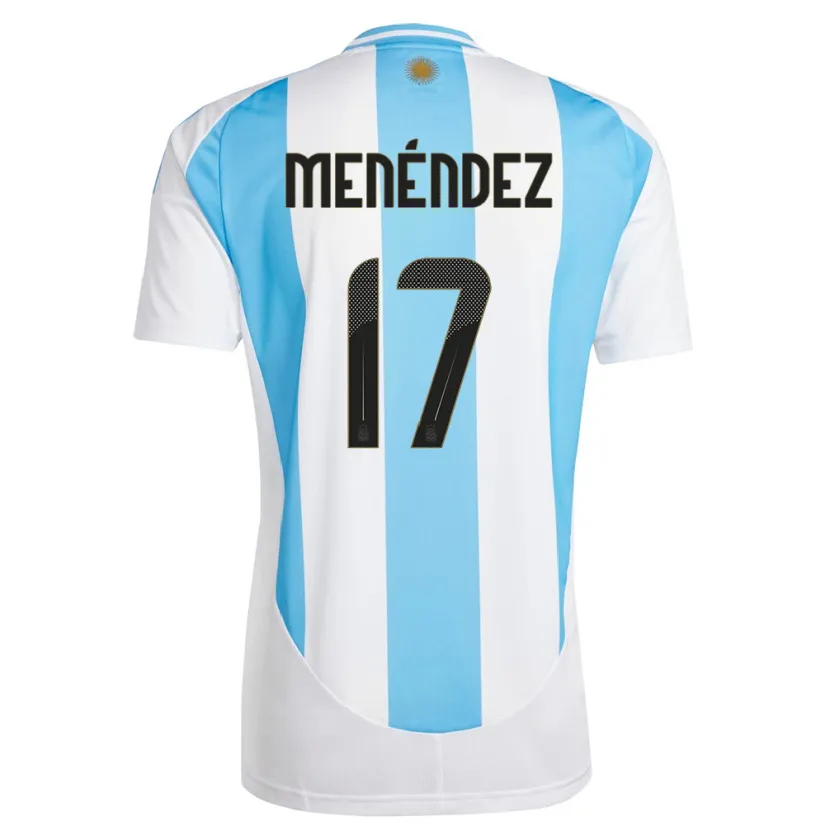 Danxen Dětské Argentina Milagros Menendez #17 Bílá Modrá Domů Hráčské Dresy 24-26 Dres