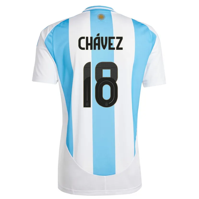 Danxen Dětské Argentina Gabriela Chavez #18 Bílá Modrá Domů Hráčské Dresy 24-26 Dres