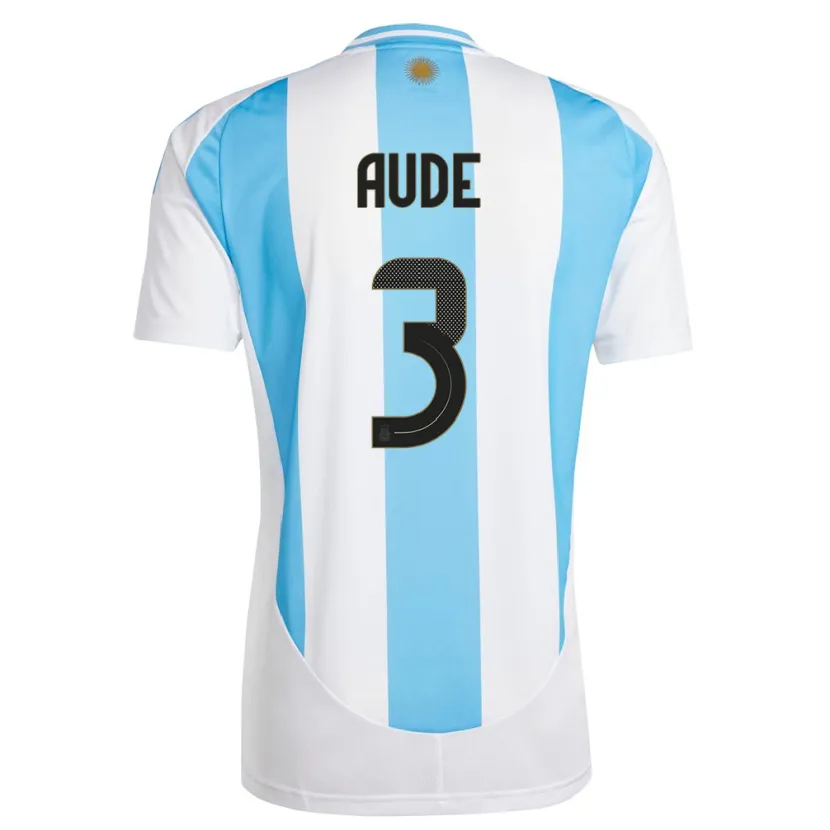 Danxen Dětské Argentina Julian Aude #3 Bílá Modrá Domů Hráčské Dresy 24-26 Dres