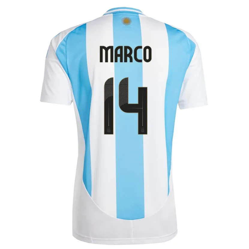 Danxen Dětské Argentina Francisco Marco #14 Bílá Modrá Domů Hráčské Dresy 24-26 Dres