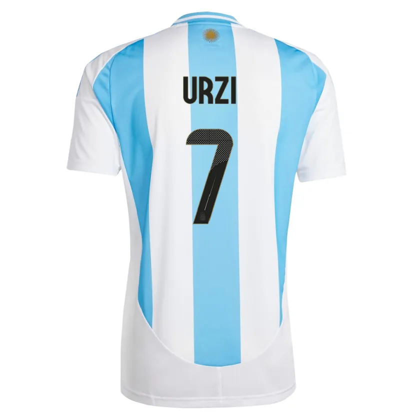 Danxen Dětské Argentina Agustin Urzi #7 Bílá Modrá Domů Hráčské Dresy 24-26 Dres