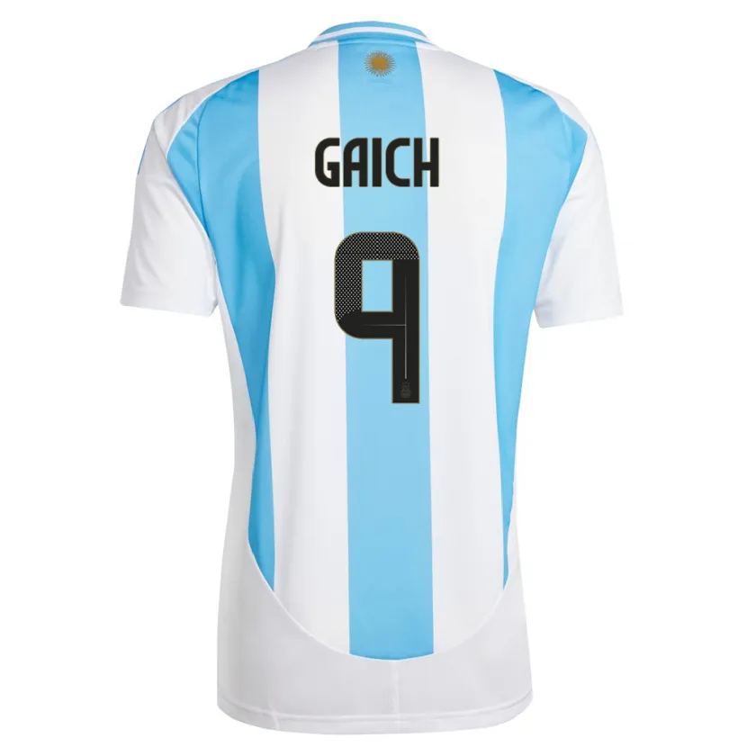 Danxen Dětské Argentina Adolfo Gaich #9 Bílá Modrá Domů Hráčské Dresy 24-26 Dres