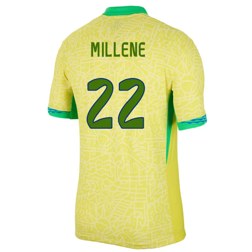 Danxen Dětské Brazílie Millene #22 Žlutá Domů Hráčské Dresy 24-26 Dres