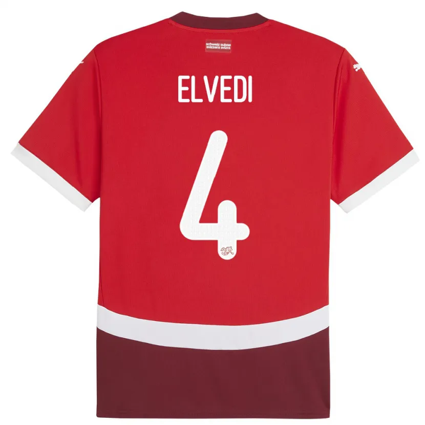 Danxen Dětské Švýcarsko Nico Elvedi #4 Červené Domů Hráčské Dresy 24-26 Dres