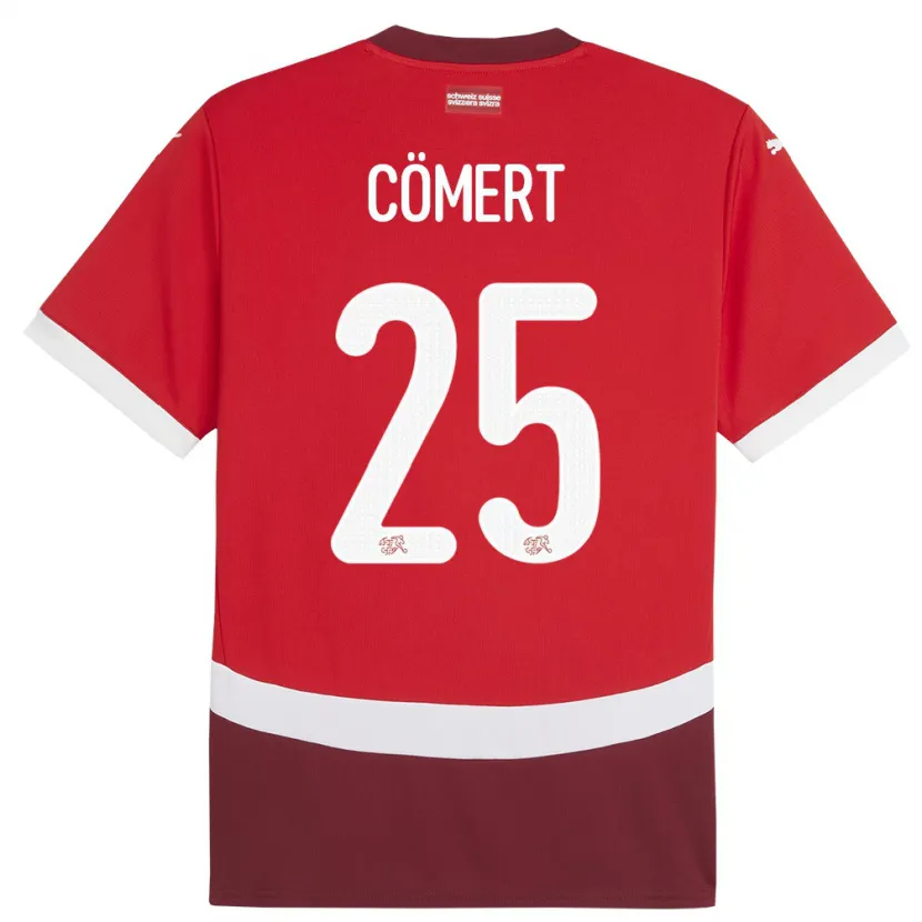 Danxen Dětské Švýcarsko Eray Comert #25 Červené Domů Hráčské Dresy 24-26 Dres