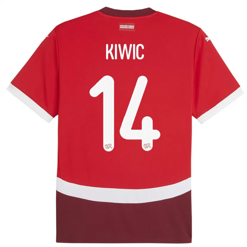 Danxen Dětské Švýcarsko Rahel Kiwic #14 Červené Domů Hráčské Dresy 24-26 Dres