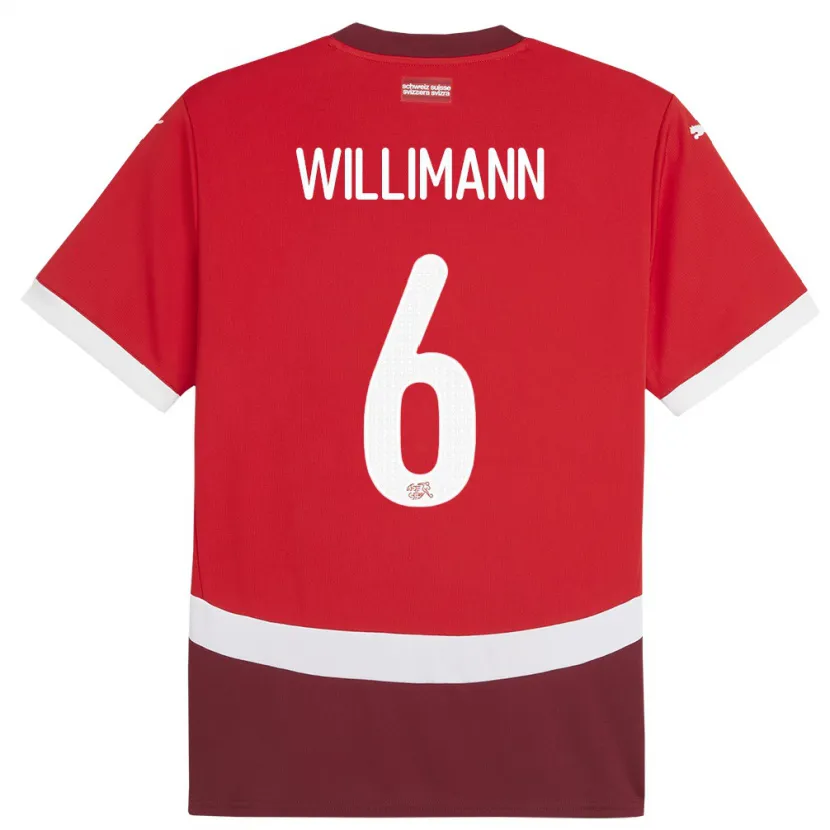 Danxen Dětské Švýcarsko Mauricio Willimann #6 Červené Domů Hráčské Dresy 24-26 Dres