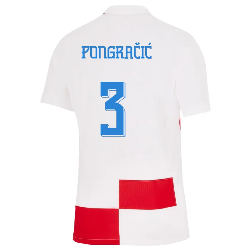 Danxen Dětské Chorvatsko Marin Pongracic #3 Bílá Červená Domů Hráčské Dresy 24-26 Dres