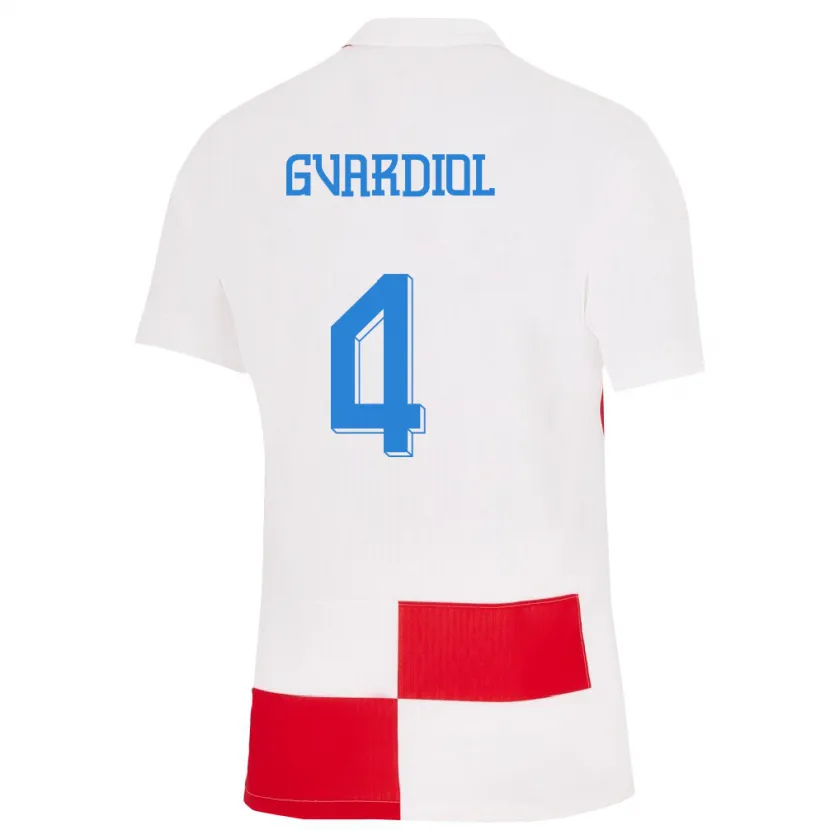 Danxen Dětské Chorvatsko Josko Gvardiol #4 Bílá Červená Domů Hráčské Dresy 24-26 Dres