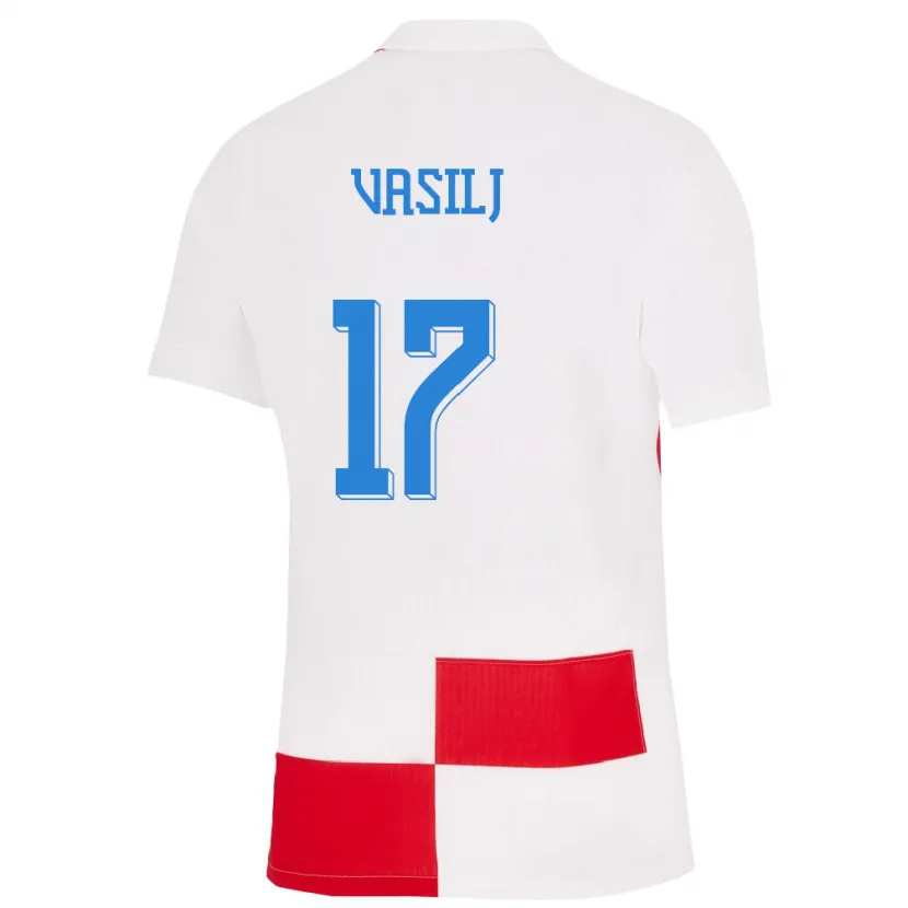Danxen Dětské Chorvatsko Jakov Anton Vasilj #17 Bílá Červená Domů Hráčské Dresy 24-26 Dres