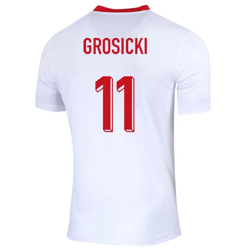 Danxen Dětské Polsko Kamil Grosicki #11 Bílý Domů Hráčské Dresy 24-26 Dres