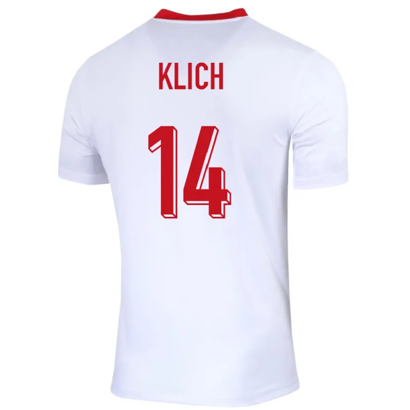 Danxen Dětské Polsko Mateusz Klich #14 Bílý Domů Hráčské Dresy 24-26 Dres