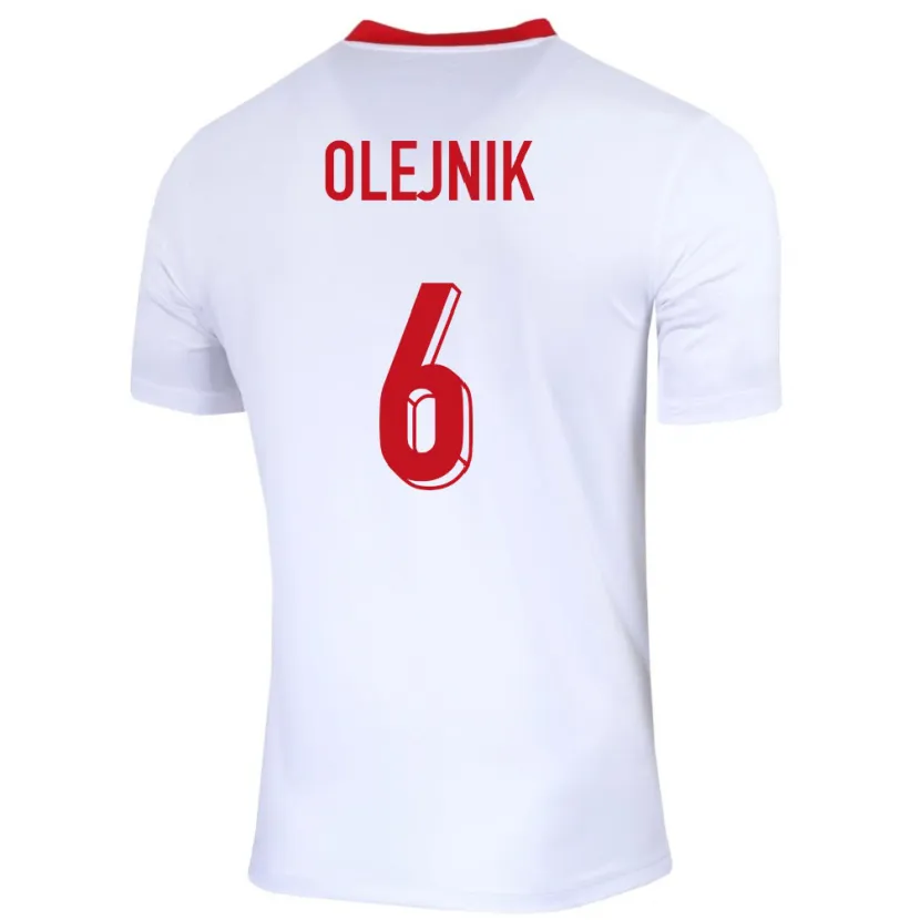 Danxen Dětské Polsko Patryk Olejnik #6 Bílý Domů Hráčské Dresy 24-26 Dres