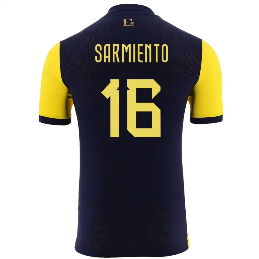 Danxen Dětské Ekvádor Jeremy Sarmiento #16 Žlutá Domů Hráčské Dresy 24-26 Dres
