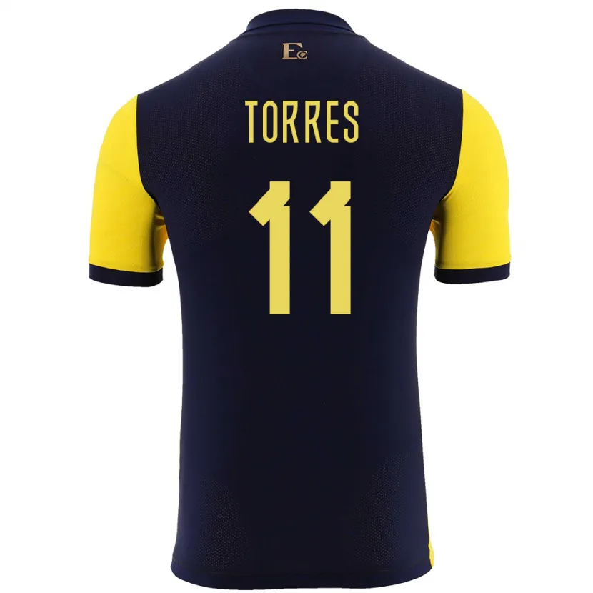 Danxen Dětské Ekvádor Ambar Torres #11 Žlutá Domů Hráčské Dresy 24-26 Dres