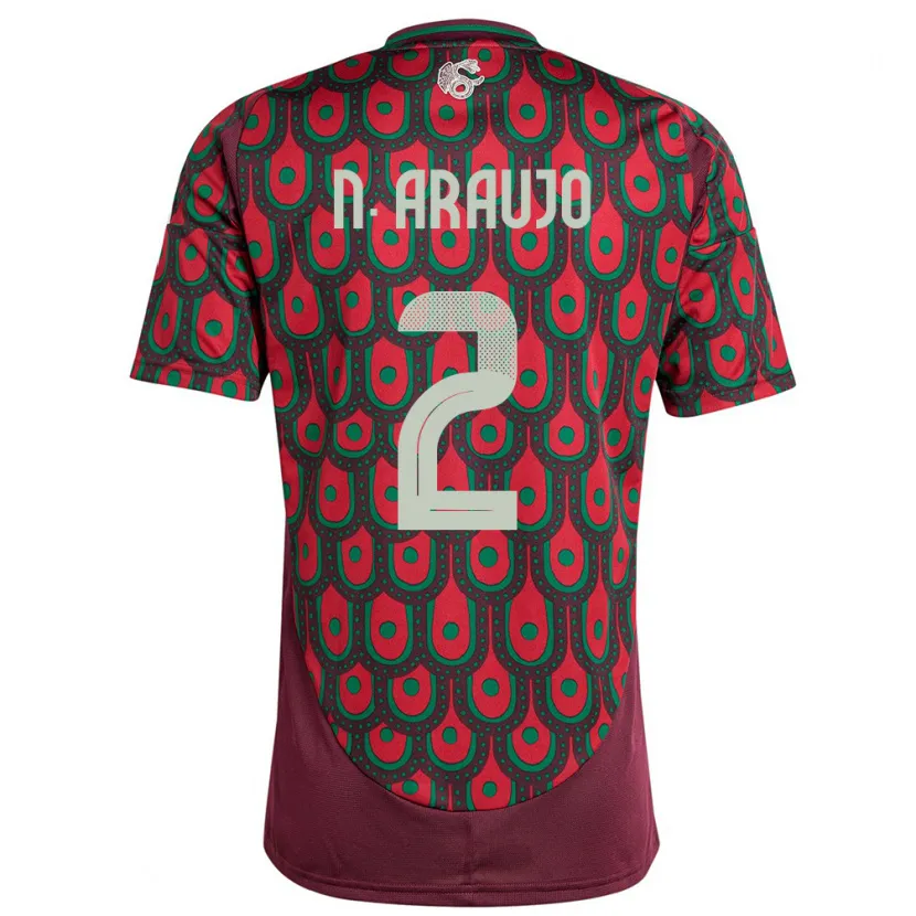 Danxen Dětské Mexiko Nestor Araujo #2 Maroon Domů Hráčské Dresy 24-26 Dres