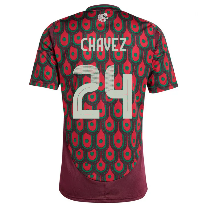 Danxen Dětské Mexiko Luis Chavez #24 Maroon Domů Hráčské Dresy 24-26 Dres