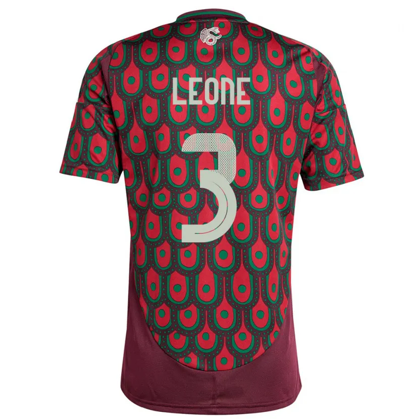 Danxen Dětské Mexiko Antonio Leone #3 Maroon Domů Hráčské Dresy 24-26 Dres