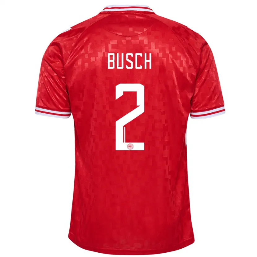 Danxen Dětské Dánsko Alexander Busch #2 Červené Domů Hráčské Dresy 24-26 Dres