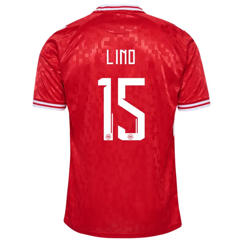 Danxen Dětské Dánsko Victor Lind #15 Červené Domů Hráčské Dresy 24-26 Dres