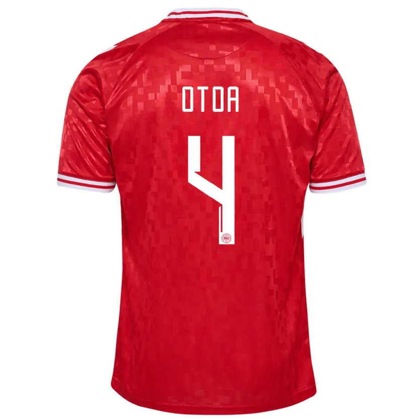 Danxen Dětské Dánsko Sebastian Otoa #4 Červené Domů Hráčské Dresy 24-26 Dres
