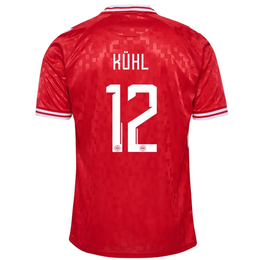 Danxen Dětské Dánsko Kathrine Kühl #12 Červené Domů Hráčské Dresy 24-26 Dres