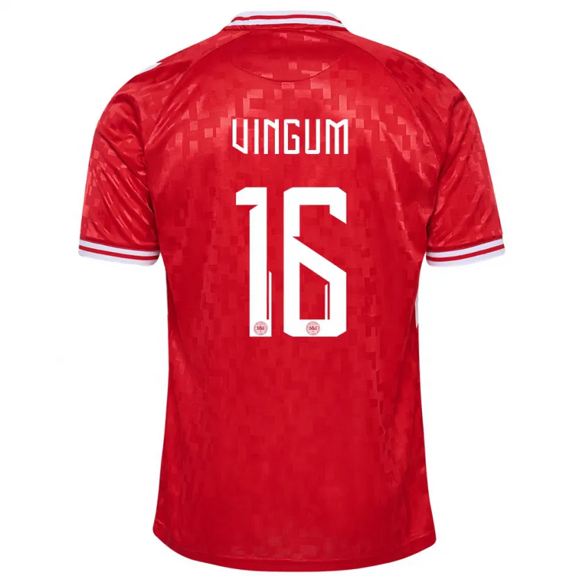Danxen Dětské Dánsko Alberte Vingum #16 Červené Domů Hráčské Dresy 24-26 Dres