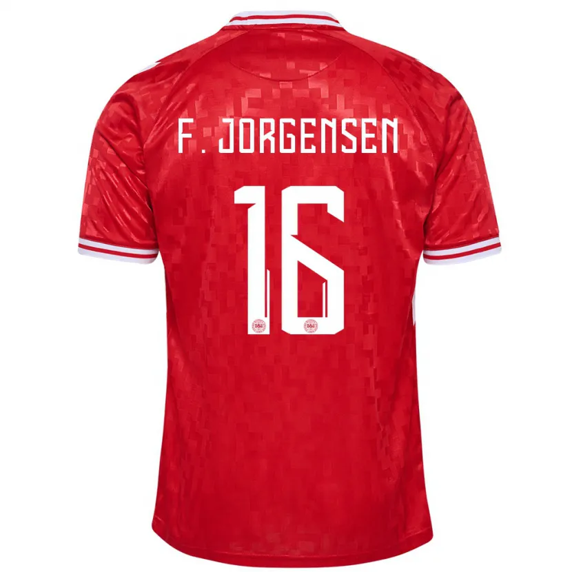 Danxen Dětské Dánsko Filip Jorgensen #16 Červené Domů Hráčské Dresy 24-26 Dres