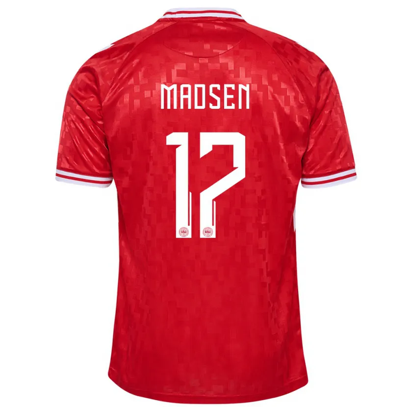 Danxen Dětské Dánsko Nicolas Madsen #17 Červené Domů Hráčské Dresy 24-26 Dres
