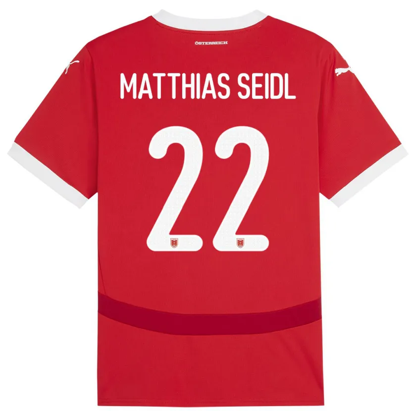 Danxen Dětské Rakousko Matthias Seidl #22 Červené Domů Hráčské Dresy 24-26 Dres