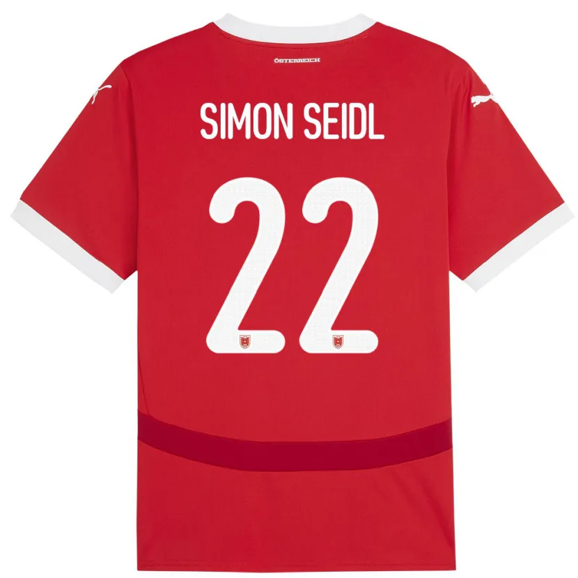 Danxen Dětské Rakousko Simon Seidl #22 Červené Domů Hráčské Dresy 24-26 Dres