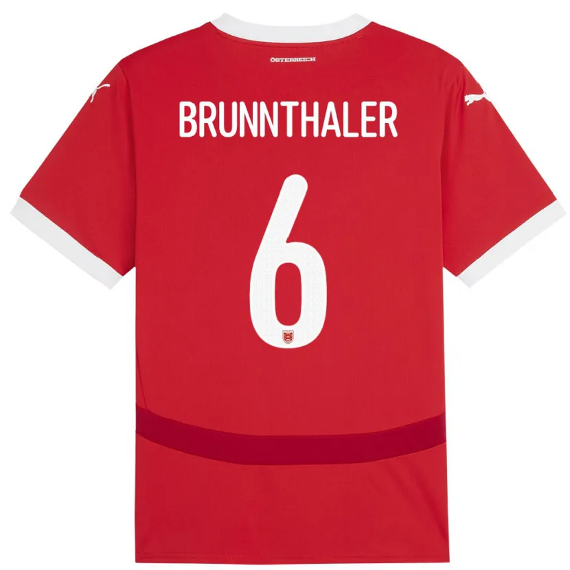 Danxen Dětské Rakousko Melanie Brunnthaler #6 Červené Domů Hráčské Dresy 24-26 Dres