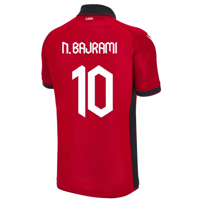 Danxen Dětské Albánie Nedim Bajrami #10 Červené Domů Hráčské Dresy 24-26 Dres