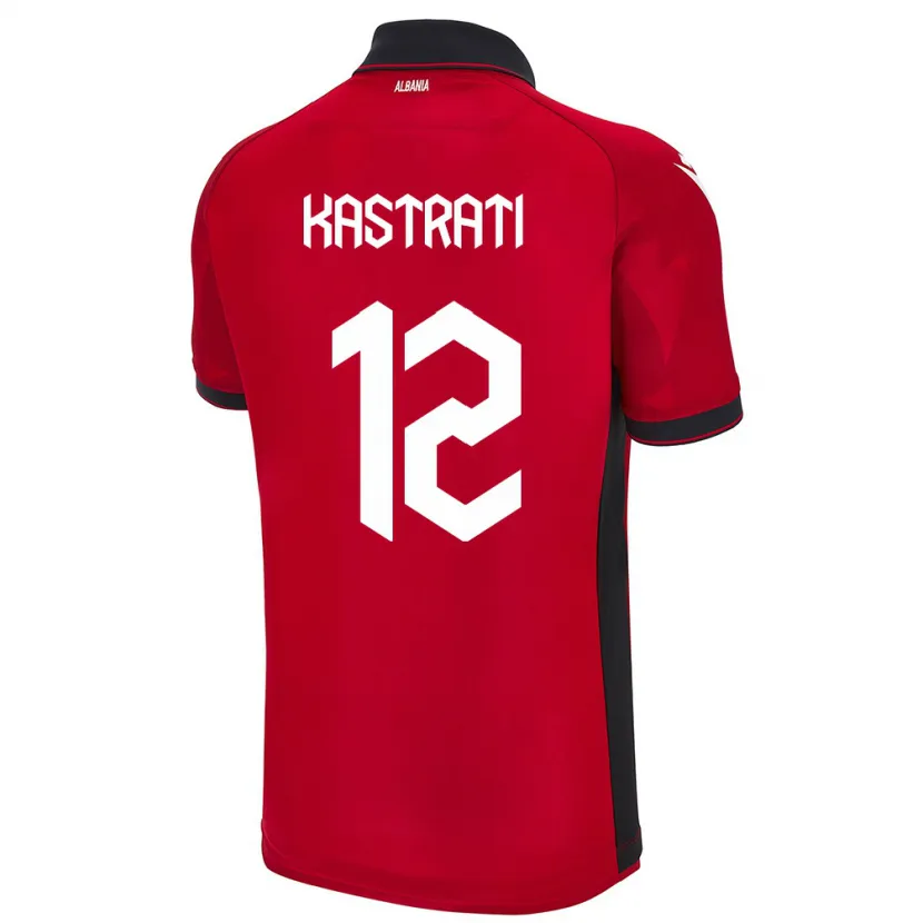 Danxen Dětské Albánie Elhan Kastrati #12 Červené Domů Hráčské Dresy 24-26 Dres