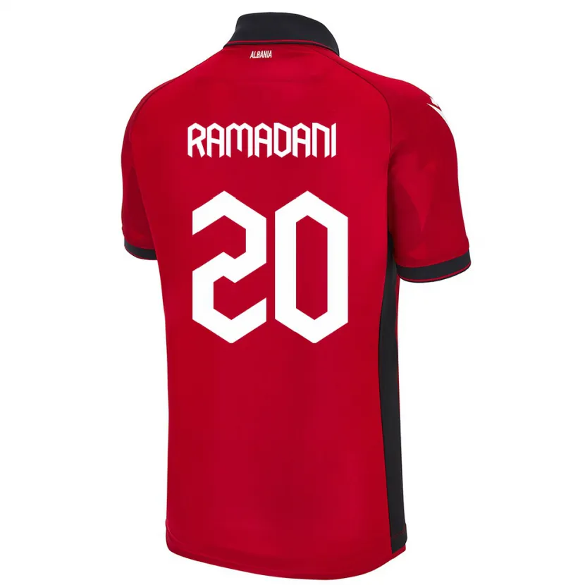 Danxen Dětské Albánie Ylber Ramadani #20 Červené Domů Hráčské Dresy 24-26 Dres