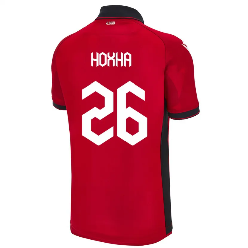 Danxen Dětské Albánie Arbër Hoxha #26 Červené Domů Hráčské Dresy 24-26 Dres