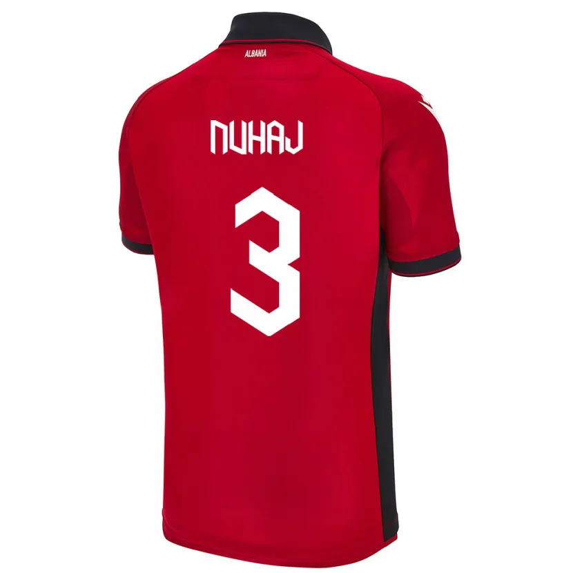 Danxen Dětské Albánie Fabjano Nuhaj #3 Červené Domů Hráčské Dresy 24-26 Dres