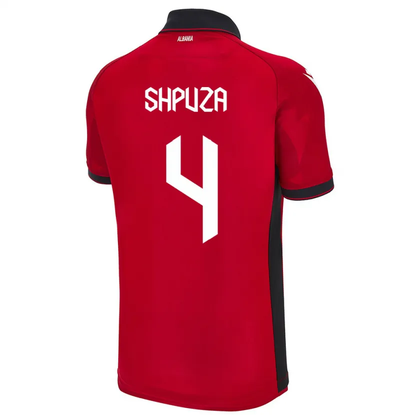 Danxen Dětské Albánie Kleo Shpuza #4 Červené Domů Hráčské Dresy 24-26 Dres