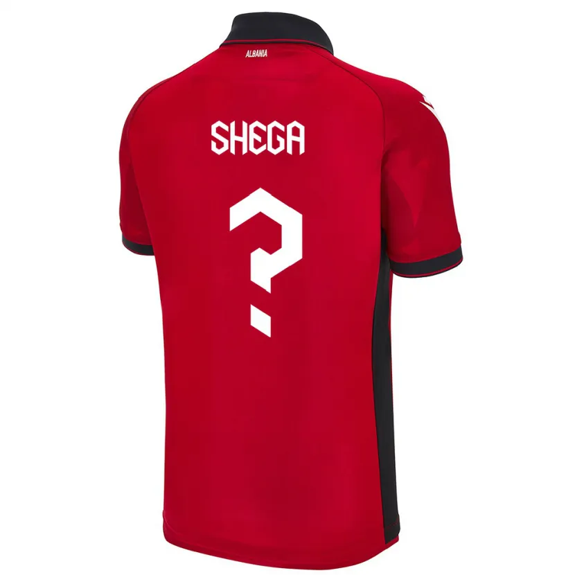 Danxen Dětské Albánie Xhoni Shega #0 Červené Domů Hráčské Dresy 24-26 Dres